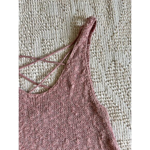 AMERICAN EAGLE OUTFITTERS Rose Pink Nubby Knit Strappy Back Tank Size Medium - Picture 4 of 12